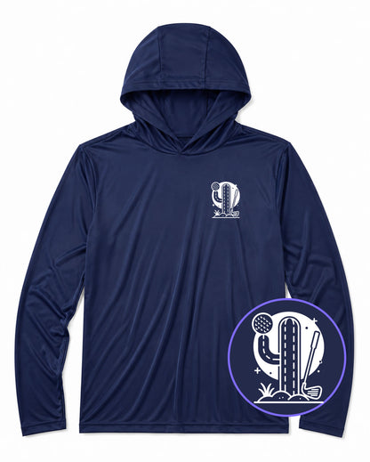 Navy Blue Cactus Desert Golf Men's Lightweight Performance Golf Hoodie