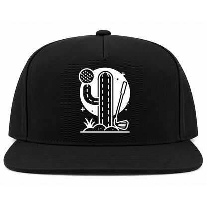 Black Cactus Desert Golf Snapback Hat