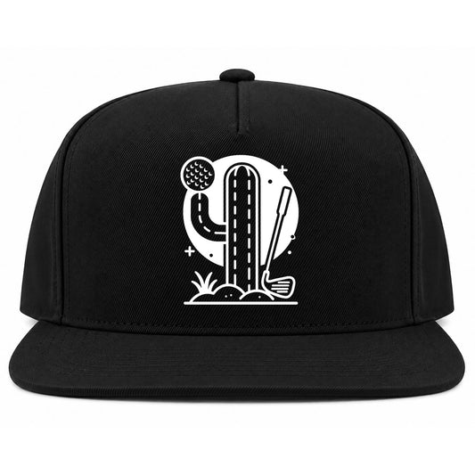 Black Cactus Desert Golf Snapback Hat
