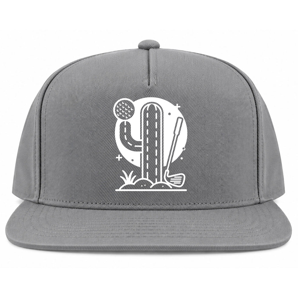 Grey Cactus Desert Golf Snapback Hat