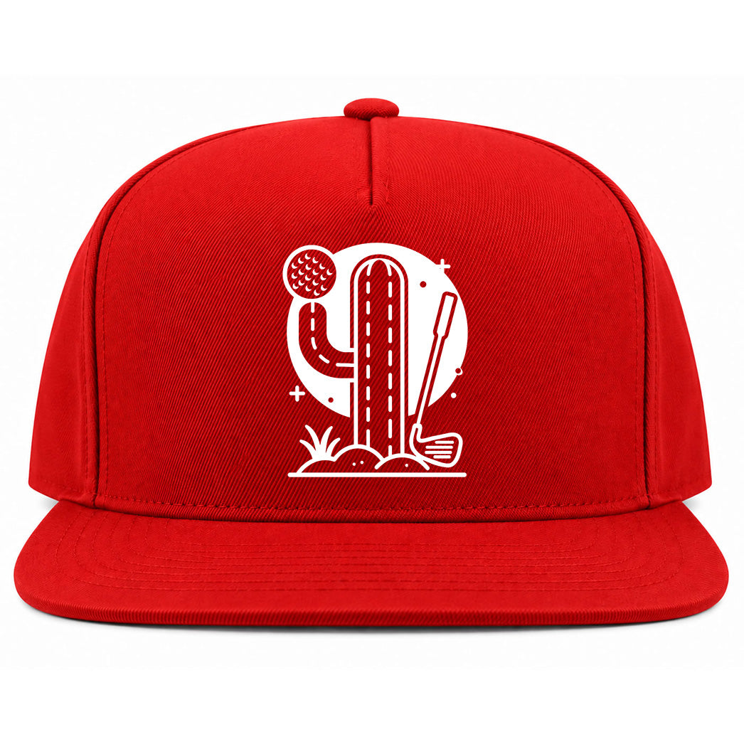 Red Cactus Desert Golf Snapback Hat