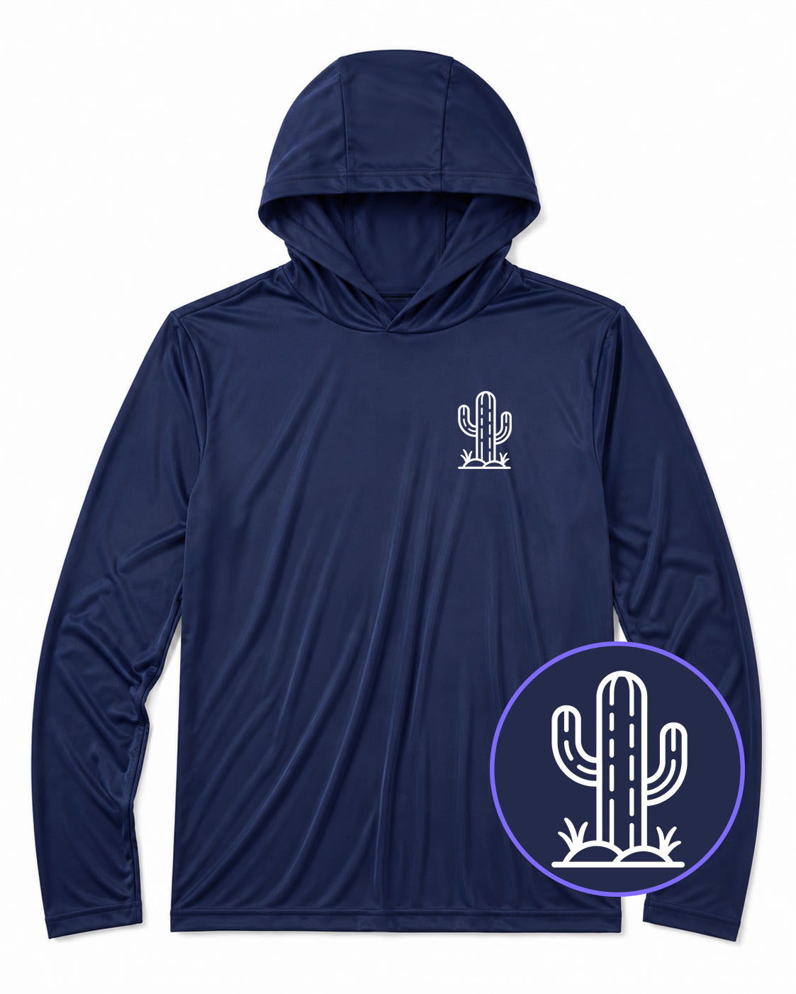 Navy Blue Cactus Men's Lightweight Performance Golf Hoodie