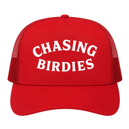 Red Chasing Birdies Golf Trucker Hat