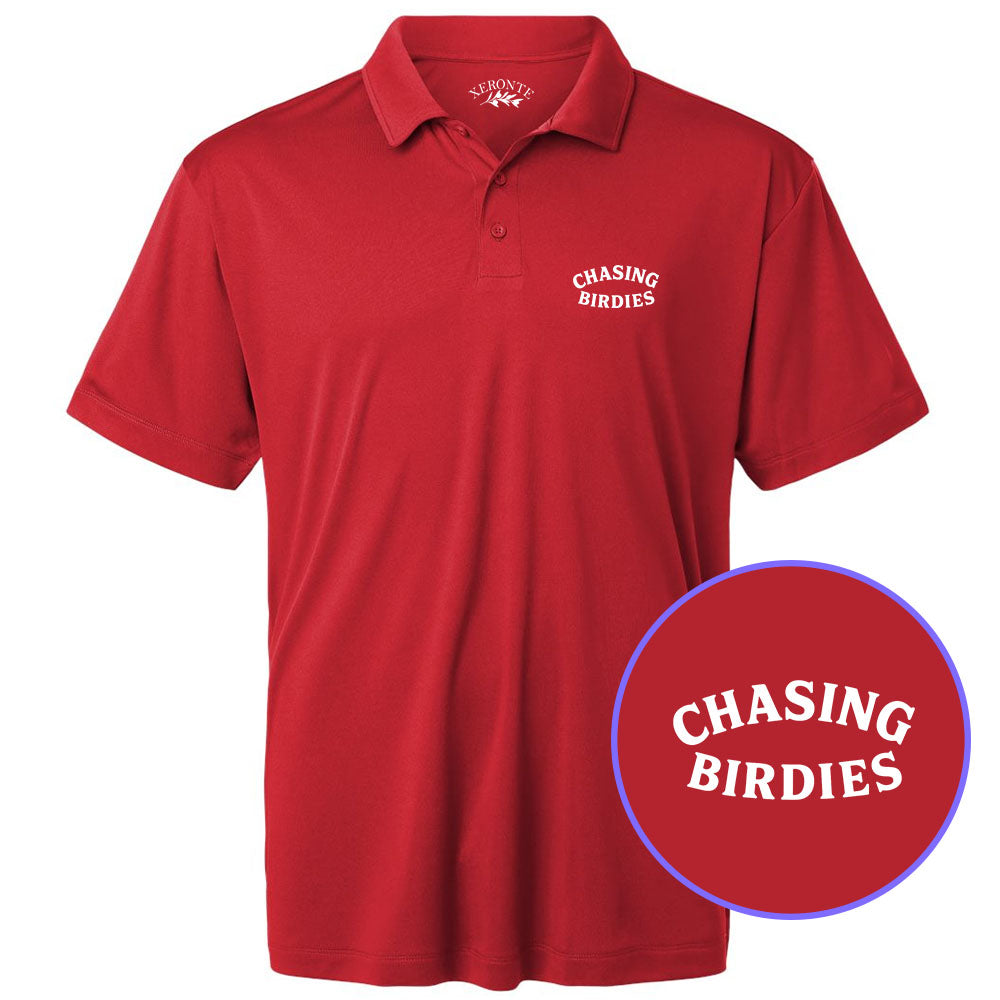Red Chasing Birdies Men's Golf Polo Shirt