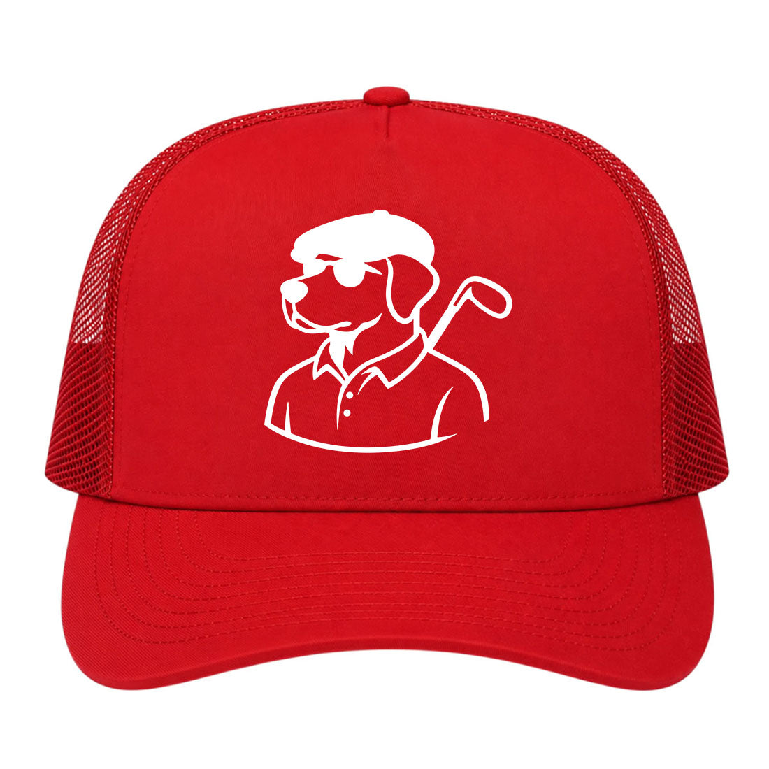 Red Country Club Dog Golf Trucker Hat