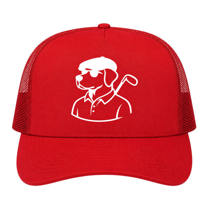 Red Country Club Dog Golf Trucker Hat