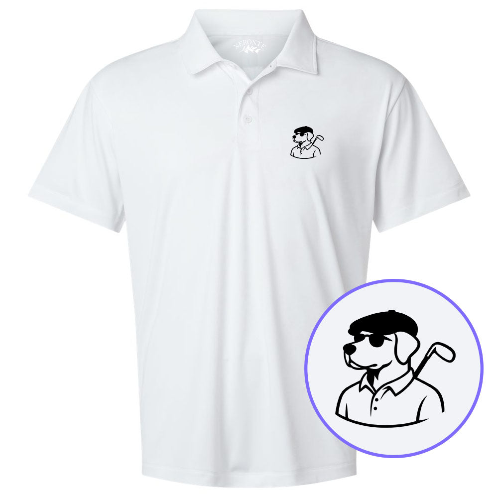 White Country Club Dog Men's Golf Polo Shirt