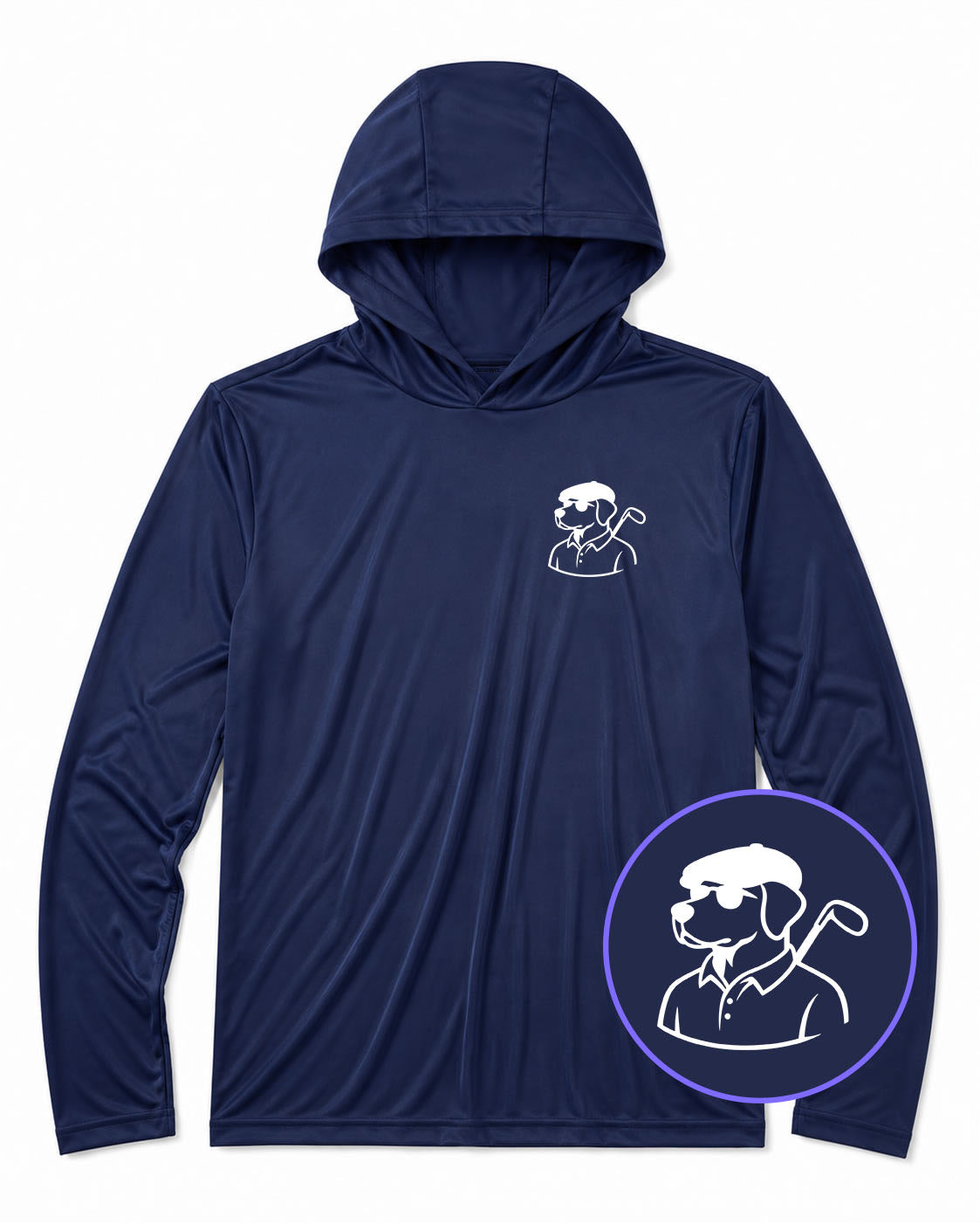 Navy Blue Country Club Dog Men's Lightweight Performance Golf Hoodie