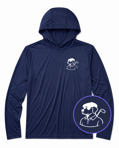 Navy Blue Country Club Dog Men's Lightweight Performance Golf Hoodie