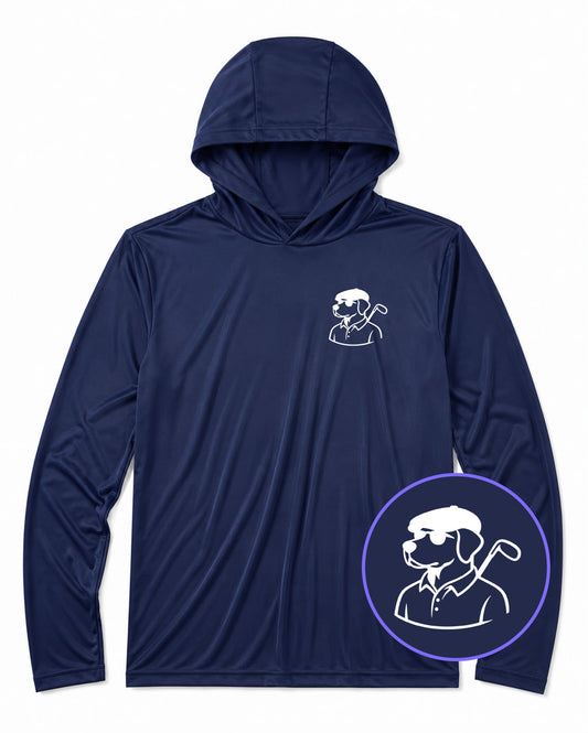 Navy Blue Country Club Dog Men's Lightweight Performance Golf Hoodie