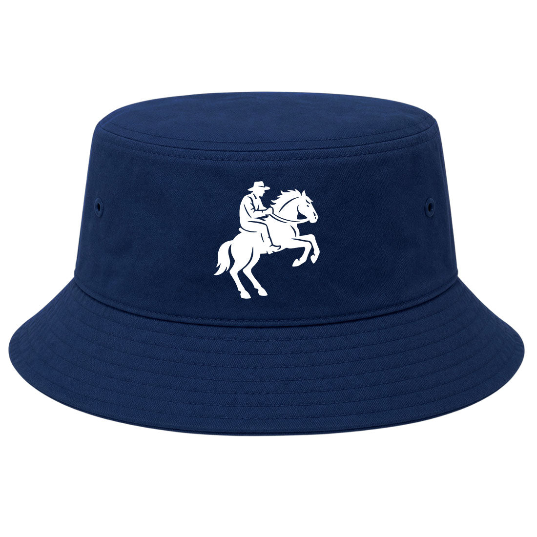Navy Cowboy Riding A Horse Golf Bucket Hat