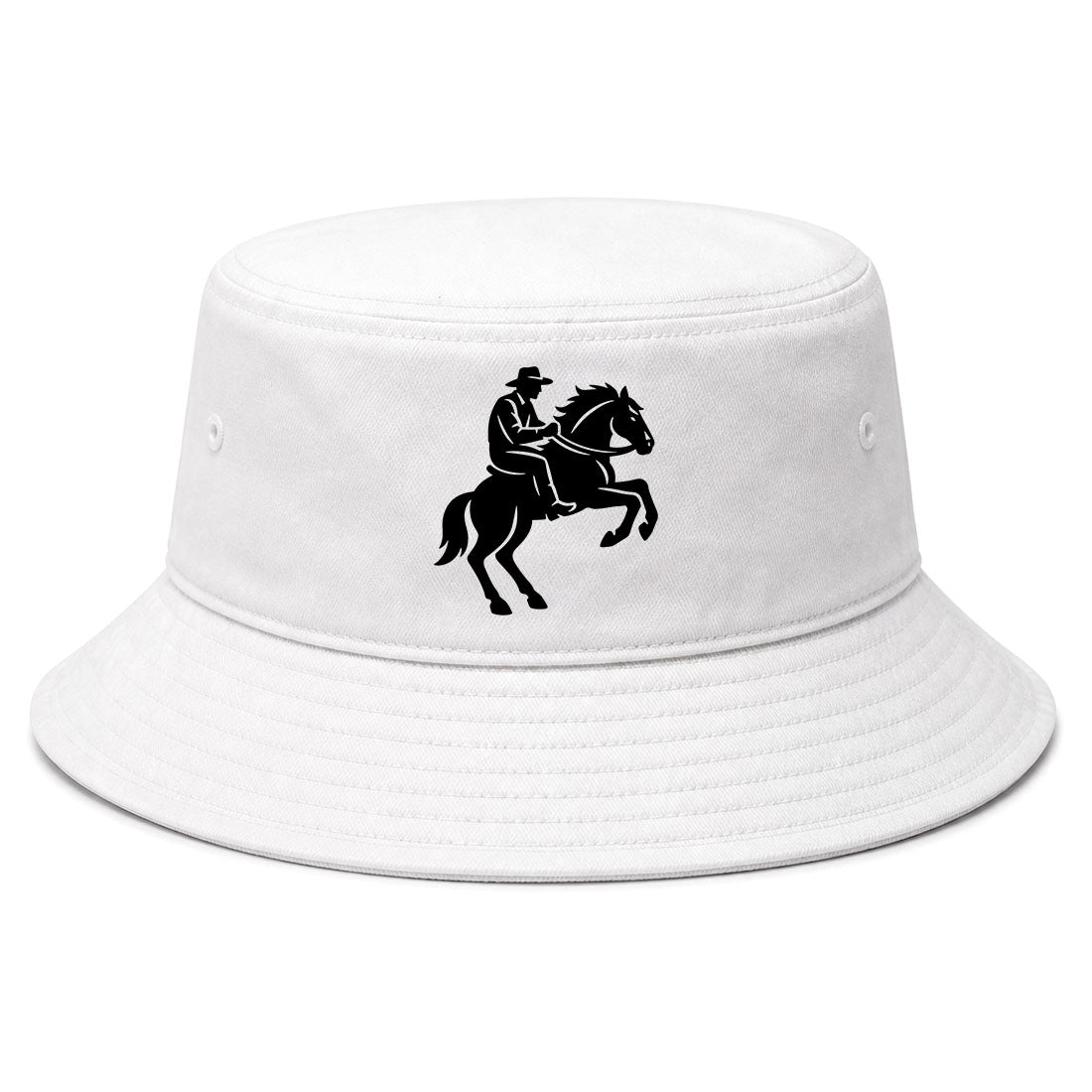 White Cowboy Riding A Horse Golf Bucket Hat