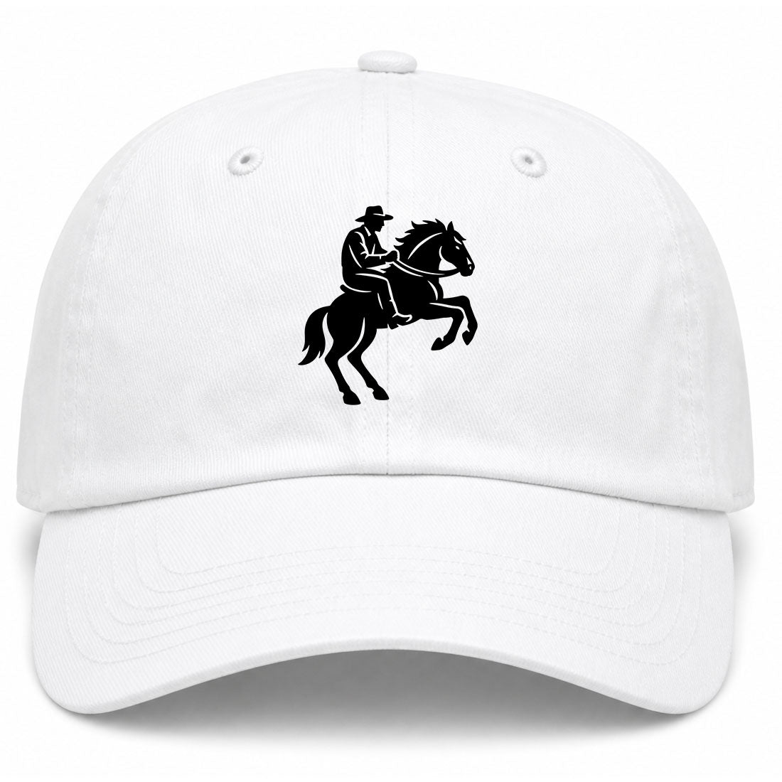 White Cowboy Riding A Horse Golf Dad Hat