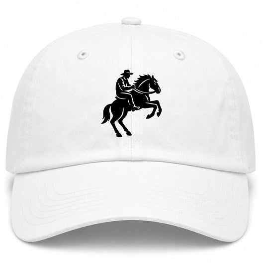 White Cowboy Riding A Horse Golf Dad Hat