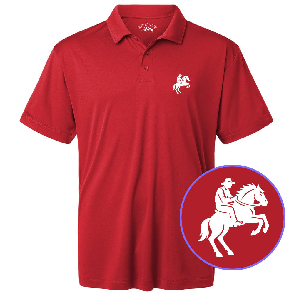 Red Cowboy Horse Logo Men’s Golf Polo Shirt