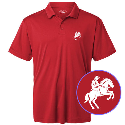 Red Cowboy Horse Logo Men’s Golf Polo Shirt