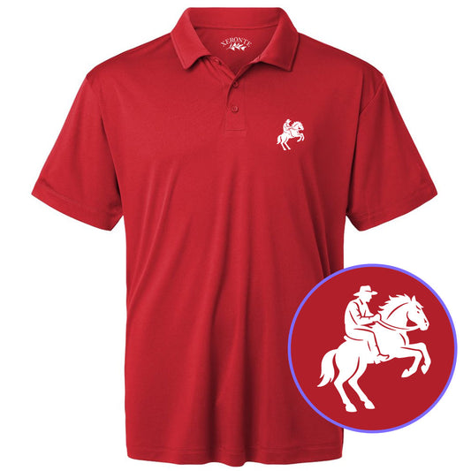 Red Cowboy Horse Logo Men’s Golf Polo Shirt