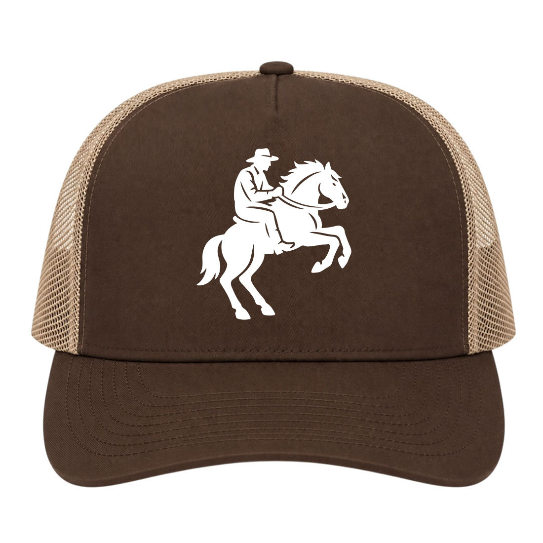 Brown Cowboy Riding A Horse Golf Trucker Hat
