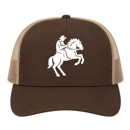 Brown Cowboy Riding A Horse Golf Trucker Hat