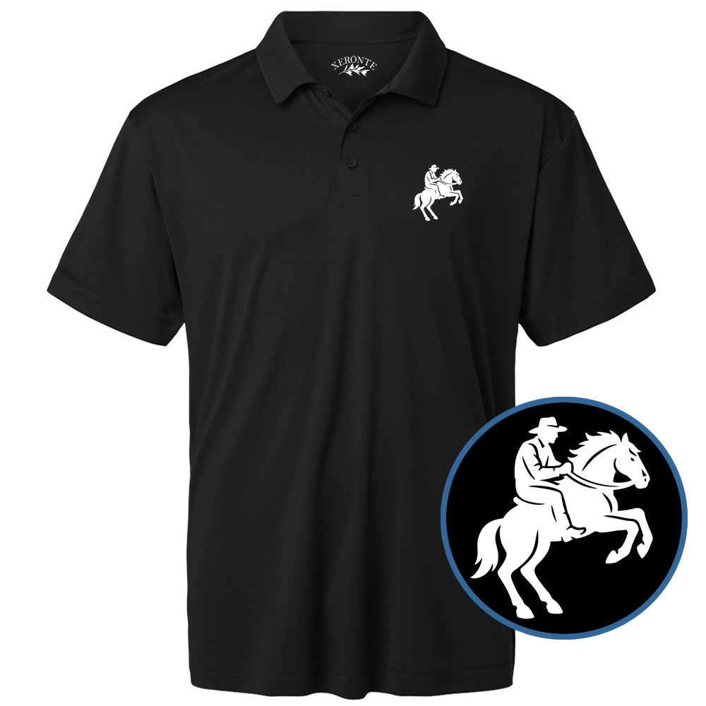 Black Cowboy Horse Logo Men’s Golf Polo Shirt