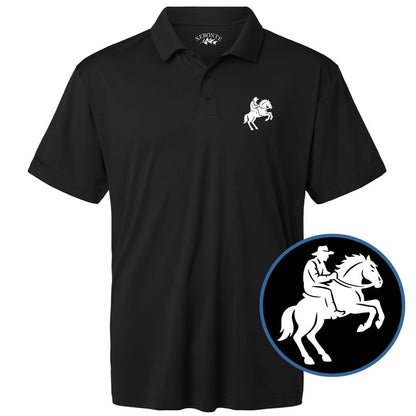 Black Cowboy Horse Logo Men’s Golf Polo Shirt