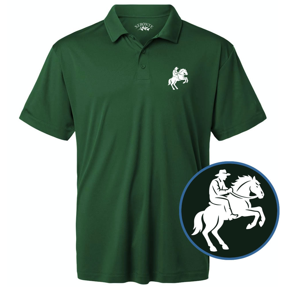 Green Cowboy Horse Logo Men’s Golf Polo Shirt