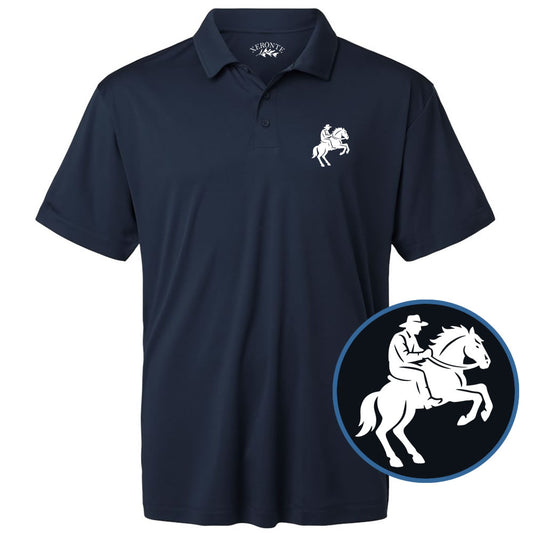 Navy Blue Cowboy Horse Logo Men’s Golf Polo Shirt