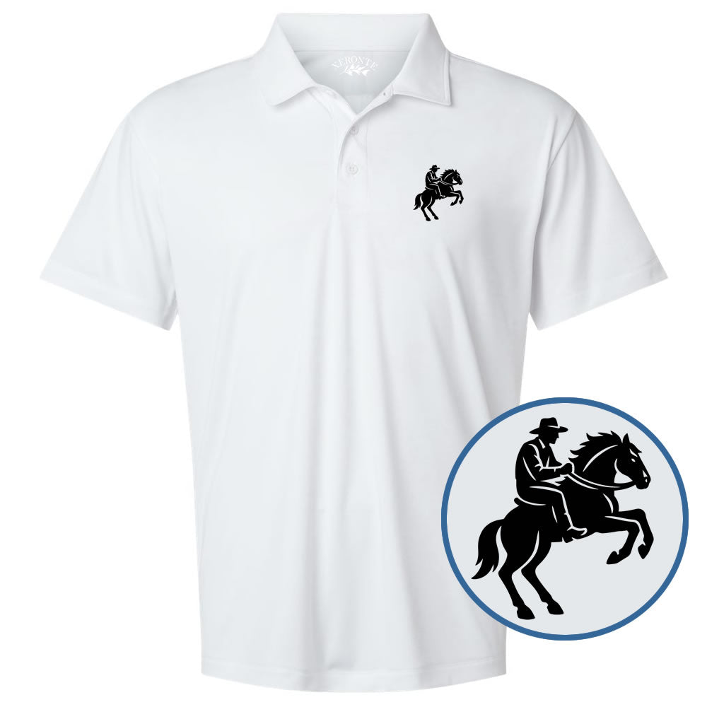 White Cowboy Horse Logo Men’s Golf Polo Shirt