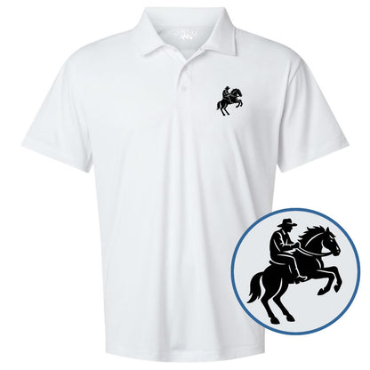 White Cowboy Horse Logo Men’s Golf Polo Shirt