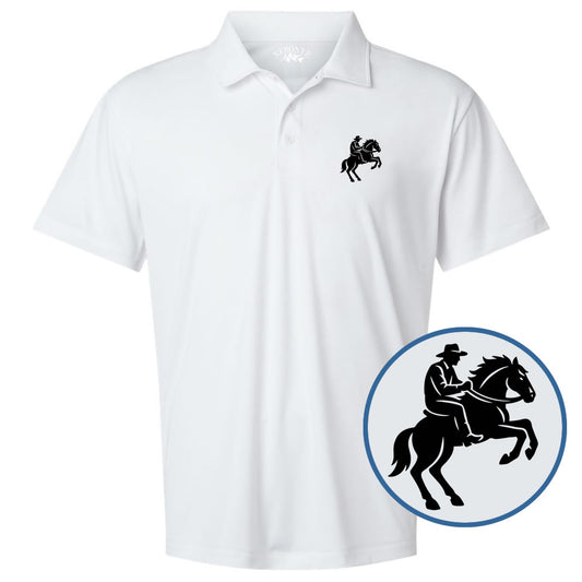 White Cowboy Horse Logo Men’s Golf Polo Shirt