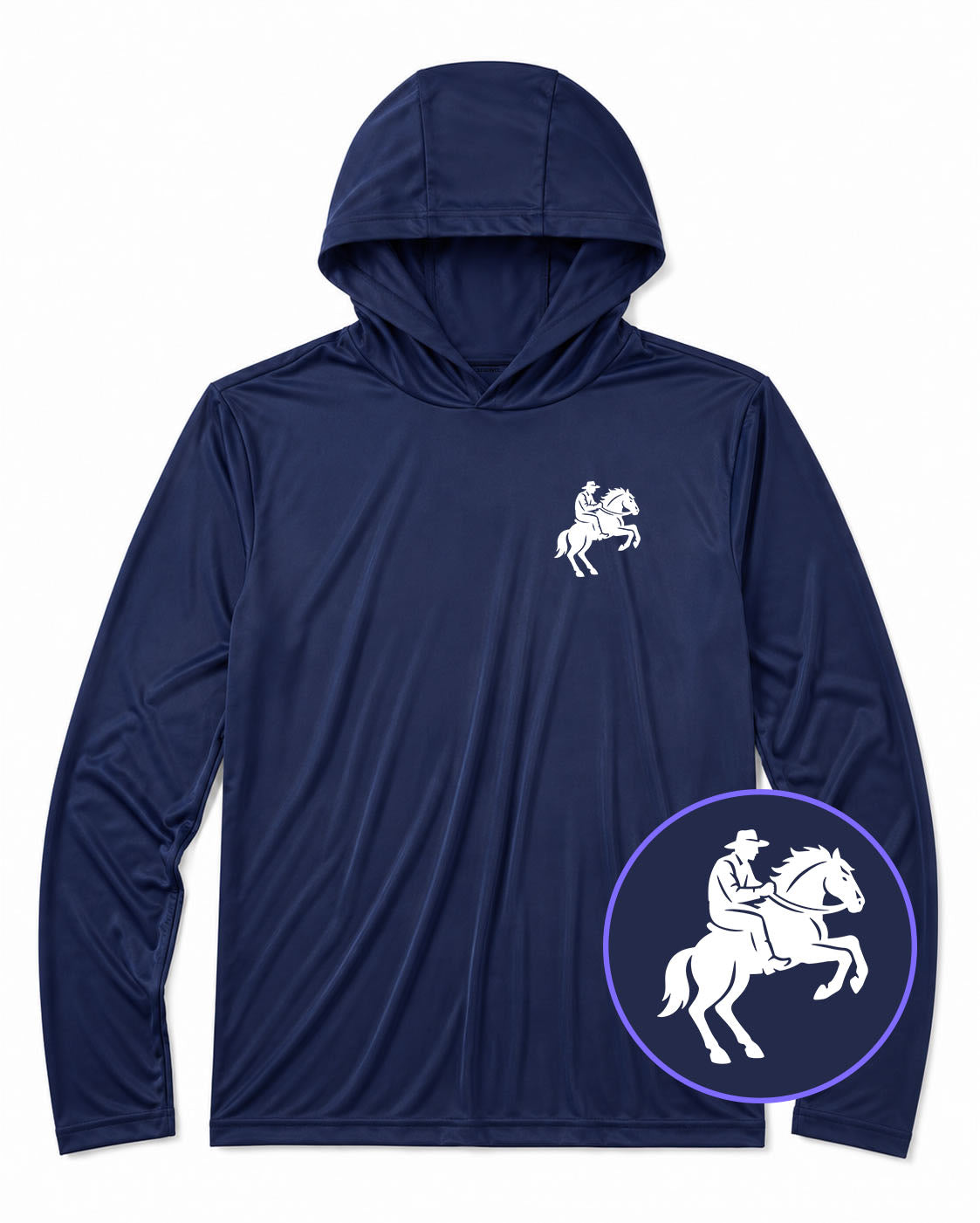 Navy Blue Cowboy Riding A Horse Men's Lightweight Performance Golf Hoodie