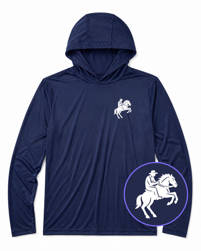 Navy Blue Cowboy Riding A Horse Men's Lightweight Performance Golf Hoodie