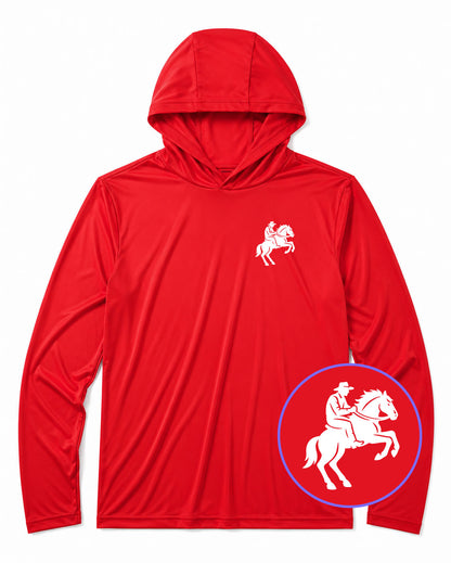 Red Cowboy Riding A Horse Men's Lightweight Performance Golf Hoodie
