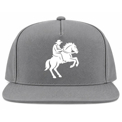 Grey Cowboy Riding A Horse Golf Snapback Hat