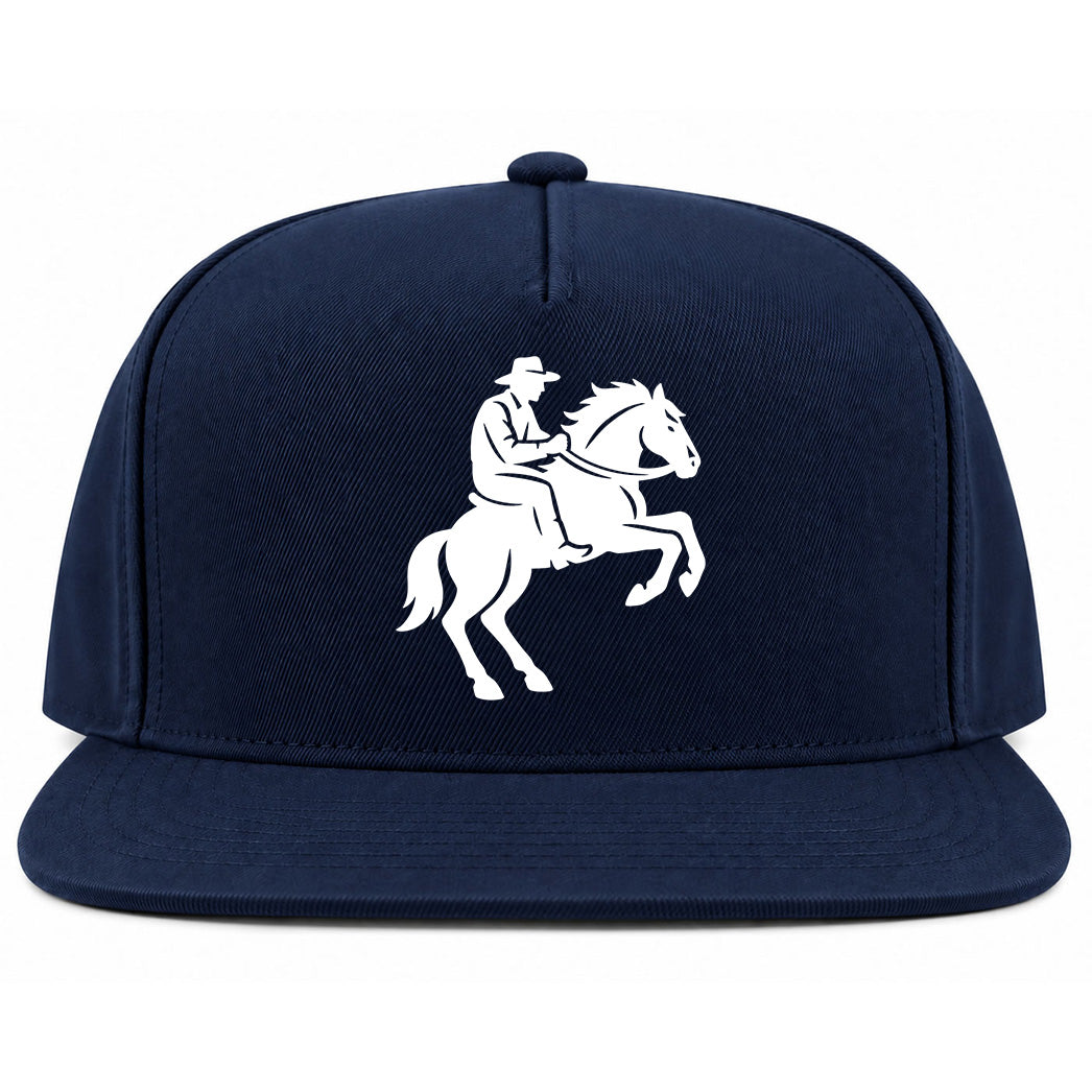 Navy Blue Cowboy Riding A Horse Golf Snapback Hat