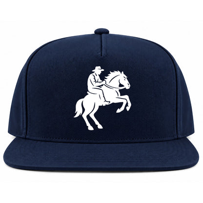 Navy Blue Cowboy Riding A Horse Golf Snapback Hat