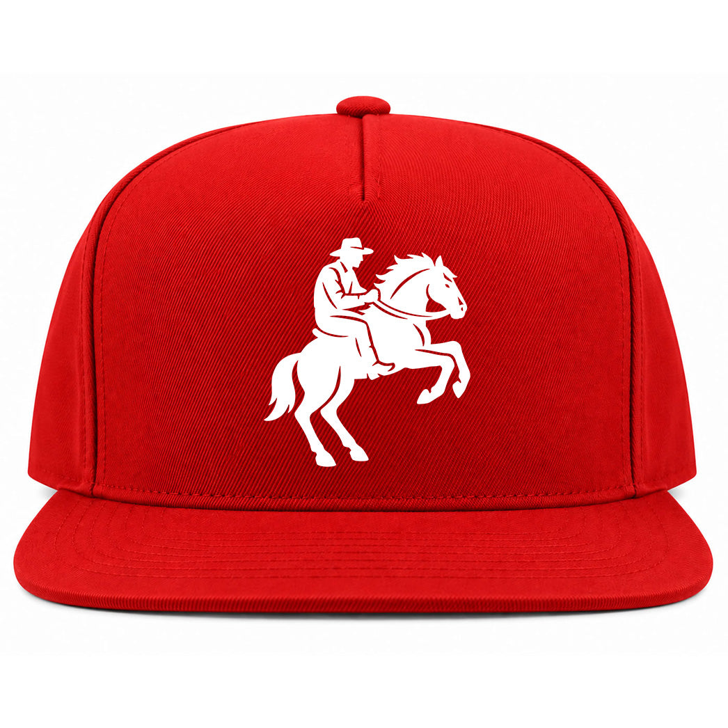 Red Cowboy Riding A Horse Golf Snapback Hat