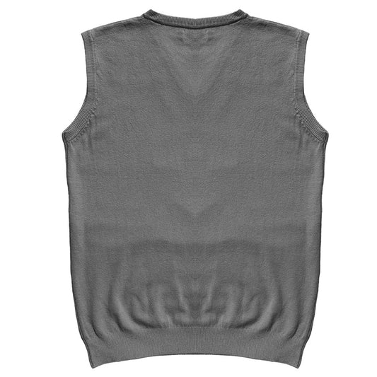 Solid Dark Grey Mens V-Neck Sweater Vest Back