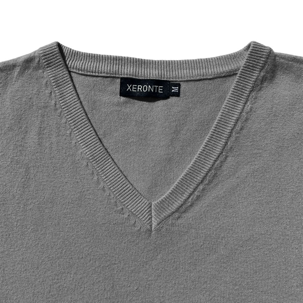 Solid Dark Grey Mens V-Neck Sweater Vest Designer Brand