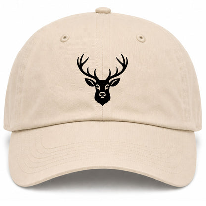Beige Dear With Antlers Golf Dad Hat