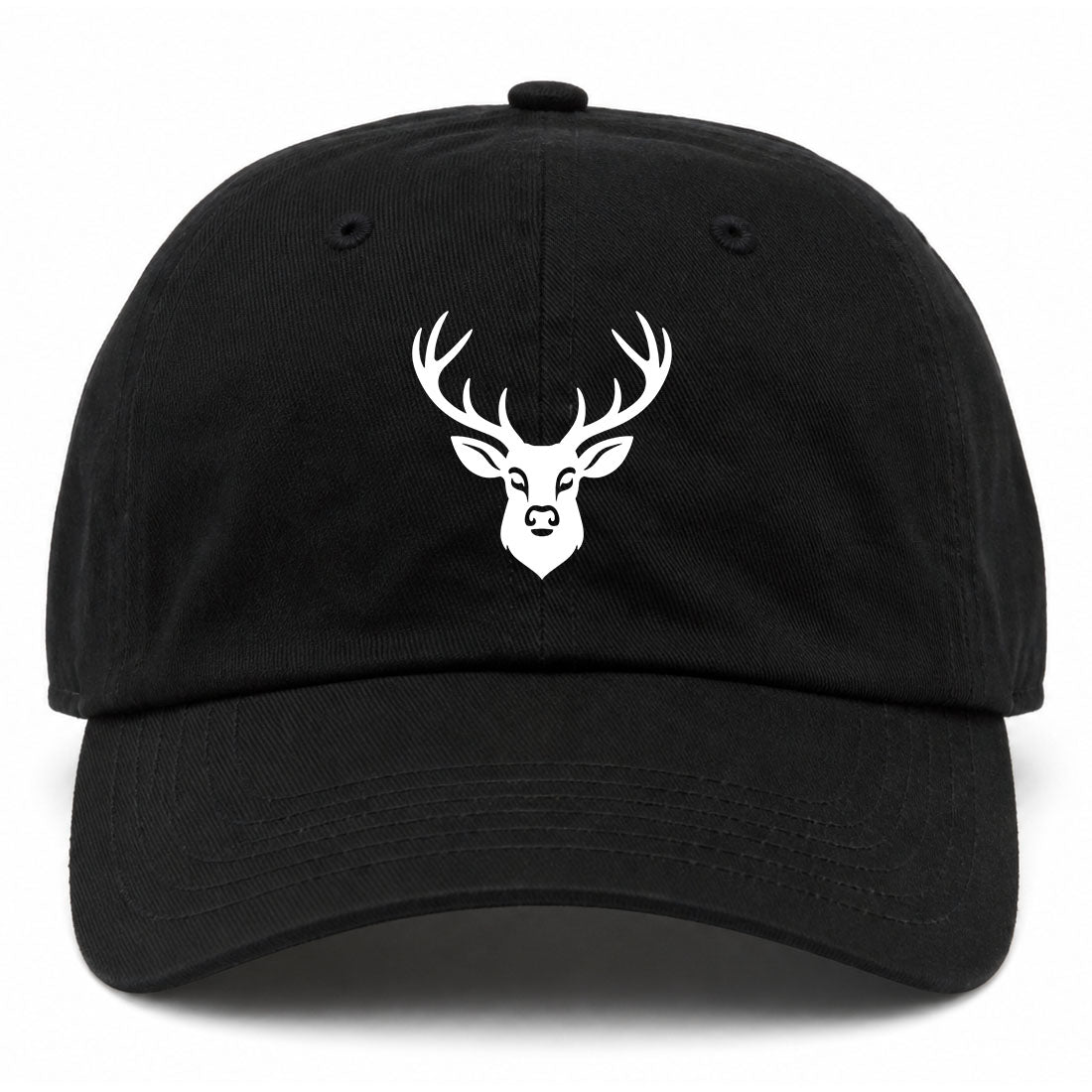 Black Dear With Antlers Golf Dad Hat