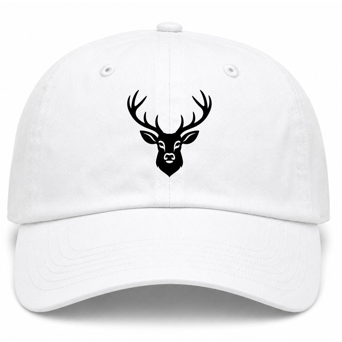 White Dear With Antlers Golf Dad Hat