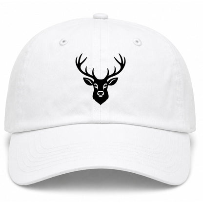White Dear With Antlers Golf Dad Hat