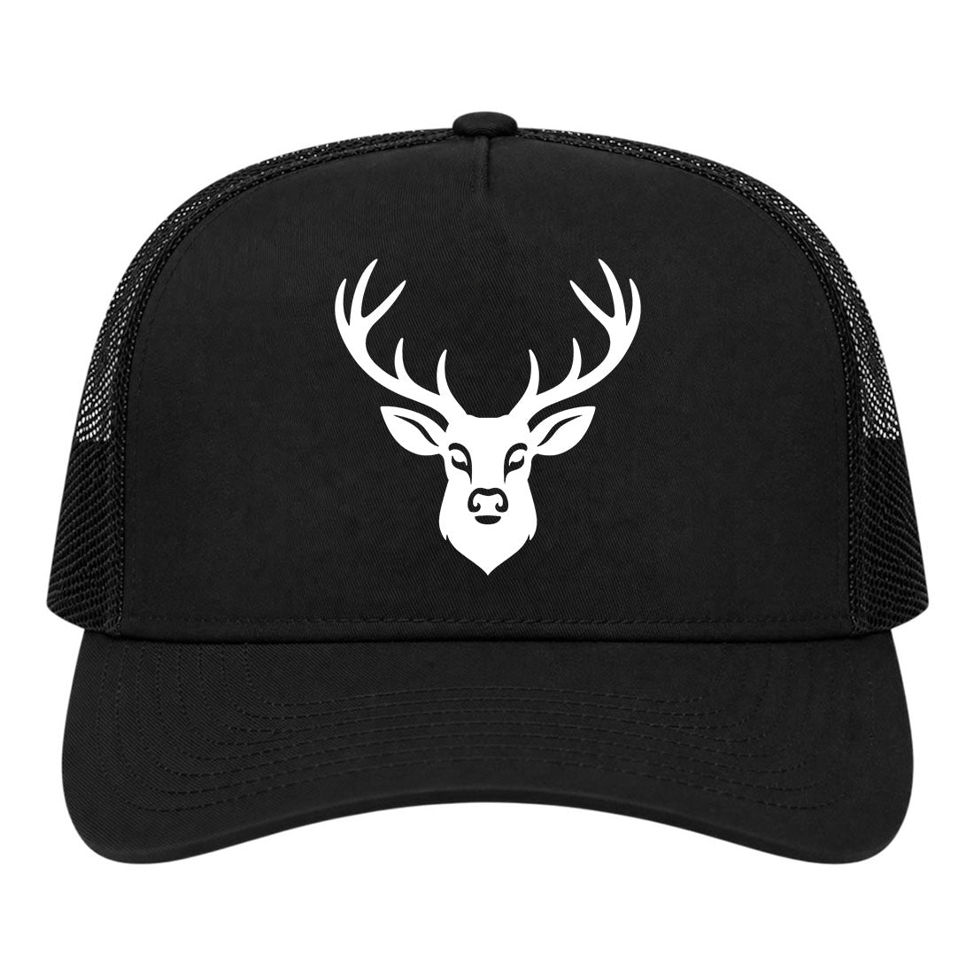 Black Dear With Antlers Golf Trucker Hat