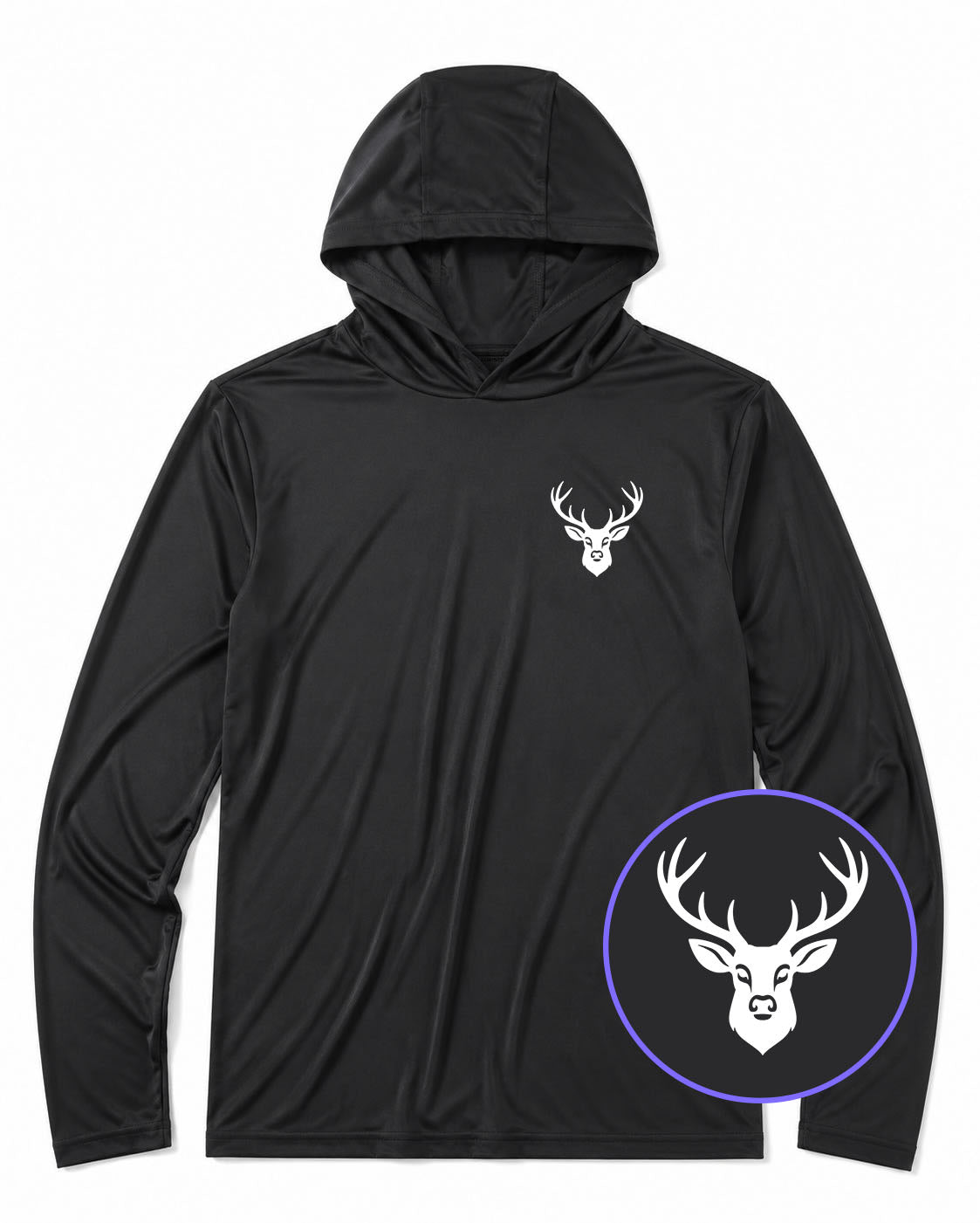 Black Deer With Antlers Men's Lightweight Performance Golf Hoodie