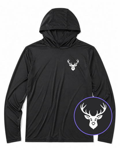 Black Deer With Antlers Men's Lightweight Performance Golf Hoodie