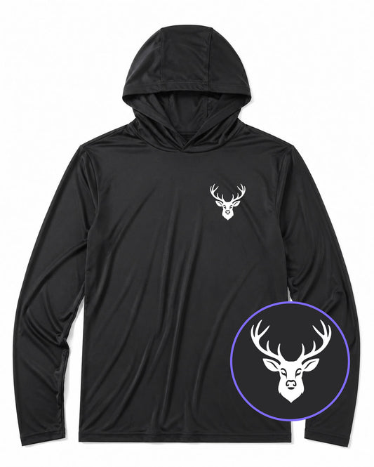 Black Deer With Antlers Men's Lightweight Performance Golf Hoodie