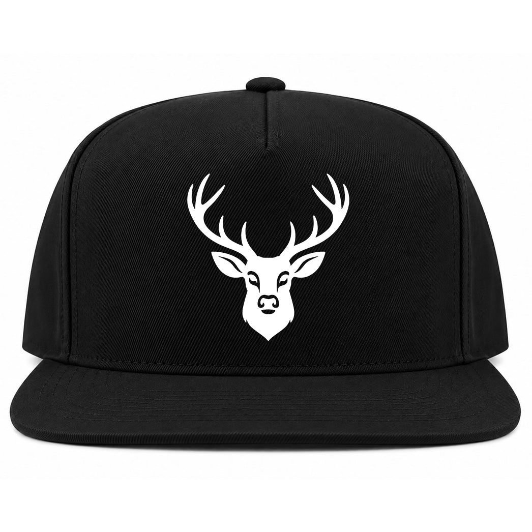 Black Dear With Antlers Golf Snapback Hat