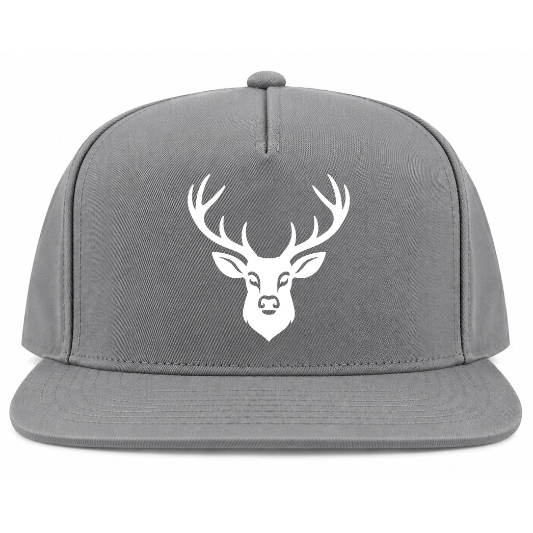 Grey Dear With Antlers Golf Snapback Hat