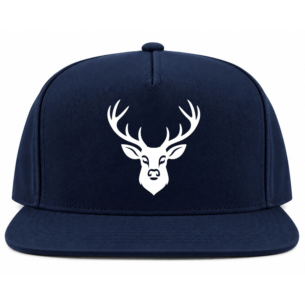 Navy Blue Dear With Antlers Golf Snapback Hat